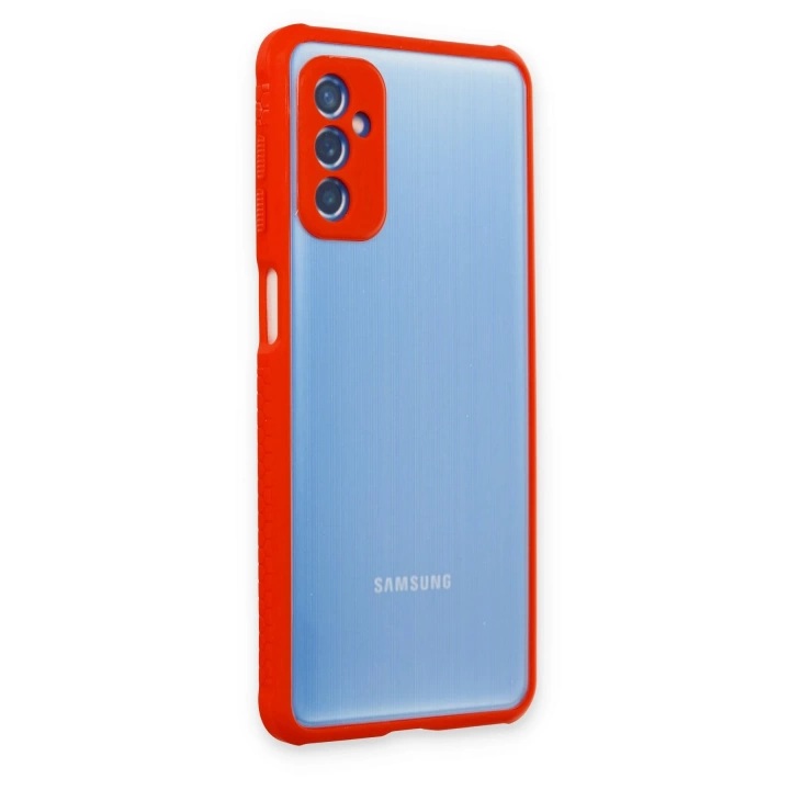 BFS  Samsung Galaxy M52 5G Kılıf Miami Şeffaf Silikon - Kırmızı