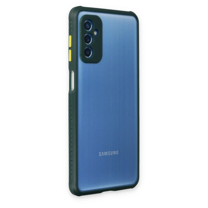 BFS  Samsung Galaxy M52 5G Kılıf Miami Şeffaf Silikon - Koyu Yeşil