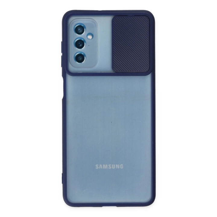 BFS  Samsung Galaxy M52 5G Kılıf Palm Buzlu Kamera Sürgülü Silikon - Lacivert
