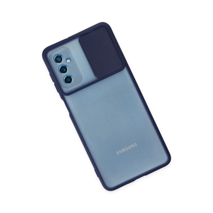 BFS  Samsung Galaxy M52 5G Kılıf Palm Buzlu Kamera Sürgülü Silikon - Lacivert