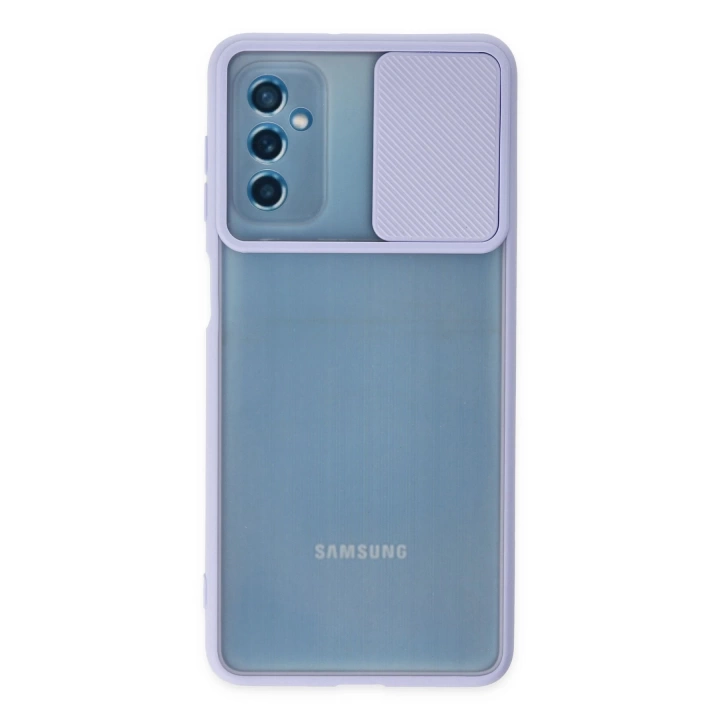 BFS  Samsung Galaxy M52 5G Kılıf Palm Buzlu Kamera Sürgülü Silikon - Lila
