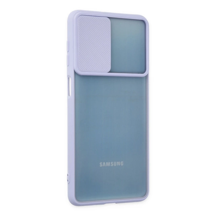 BFS  Samsung Galaxy M52 5G Kılıf Palm Buzlu Kamera Sürgülü Silikon - Lila