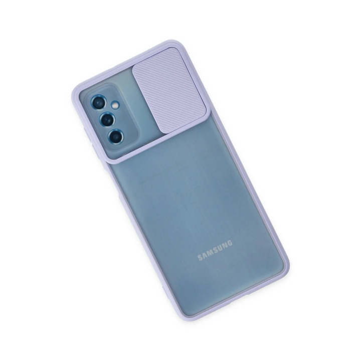 BFS  Samsung Galaxy M52 5G Kılıf Palm Buzlu Kamera Sürgülü Silikon - Lila