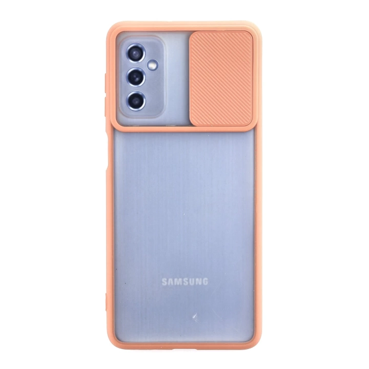BFS  Samsung Galaxy M52 5G Kılıf Palm Buzlu Kamera Sürgülü Silikon - Pembe