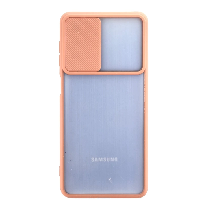 BFS  Samsung Galaxy M52 5G Kılıf Palm Buzlu Kamera Sürgülü Silikon - Pembe