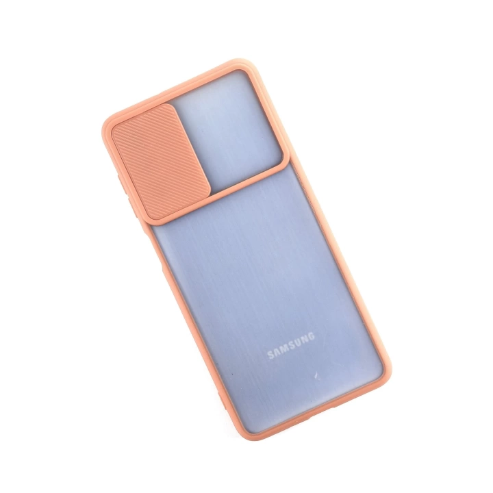 BFS  Samsung Galaxy M52 5G Kılıf Palm Buzlu Kamera Sürgülü Silikon - Pembe