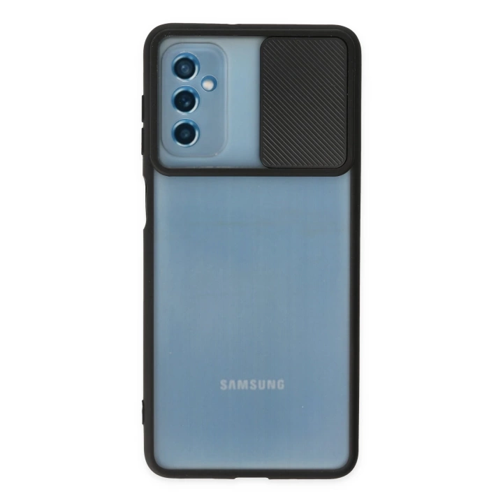 BFS  Samsung Galaxy M52 5G Kılıf Palm Buzlu Kamera Sürgülü Silikon - Siyah