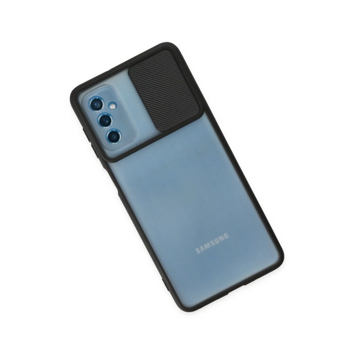 BFS  Samsung Galaxy M52 5G Kılıf Palm Buzlu Kamera Sürgülü Silikon - Siyah