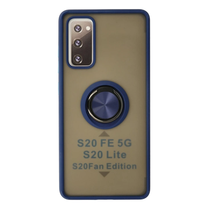 BFS  Samsung Galaxy S20 FE Kılıf Montreal Yüzüklü Silikon Kapak - Lacivert