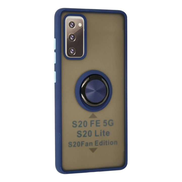 BFS  Samsung Galaxy S20 FE Kılıf Montreal Yüzüklü Silikon Kapak - Lacivert