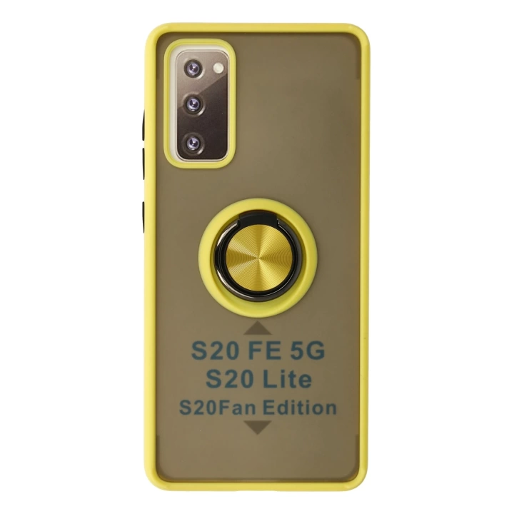 BFS  Samsung Galaxy S20 FE Kılıf Montreal Yüzüklü Silikon Kapak - Sarı