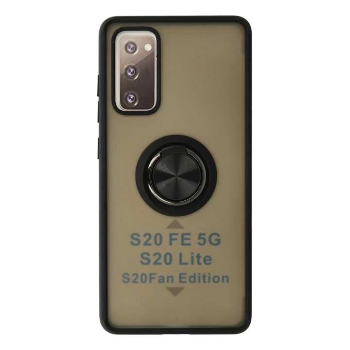 BFS  Samsung Galaxy S20 FE Kılıf Montreal Yüzüklü Silikon Kapak - Siyah