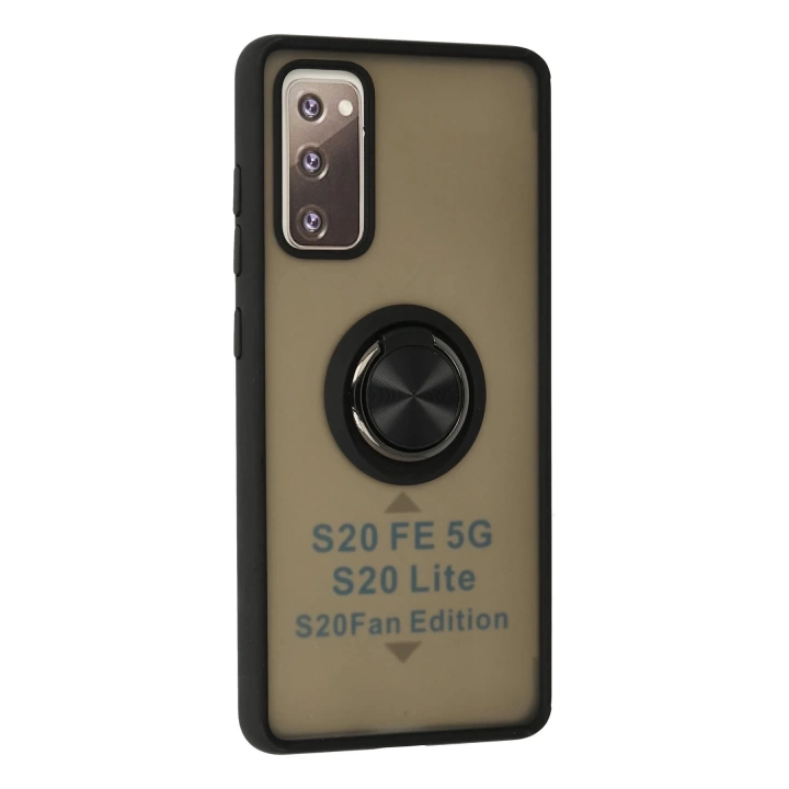 BFS  Samsung Galaxy S20 FE Kılıf Montreal Yüzüklü Silikon Kapak - Siyah