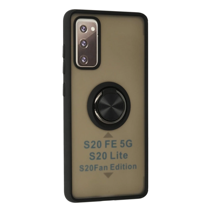 BFS  Samsung Galaxy S20 FE Kılıf Montreal Yüzüklü Silikon Kapak - Siyah