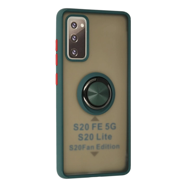 BFS  Samsung Galaxy S20 FE Kılıf Montreal Yüzüklü Silikon Kapak - Yeşil