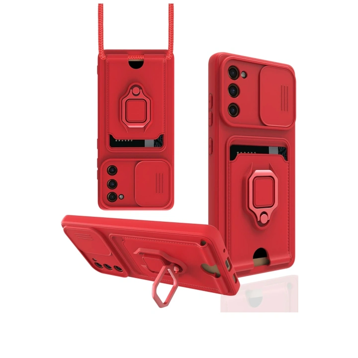 BFS  Samsung Galaxy S20 FE Kılıf Zuma Kartvizitli Yüzüklü Silikon - Kırmızı