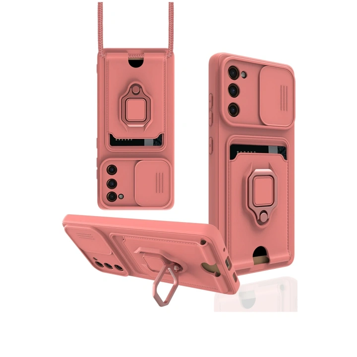 BFS  Samsung Galaxy S20 FE Kılıf Zuma Kartvizitli Yüzüklü Silikon - Pembe