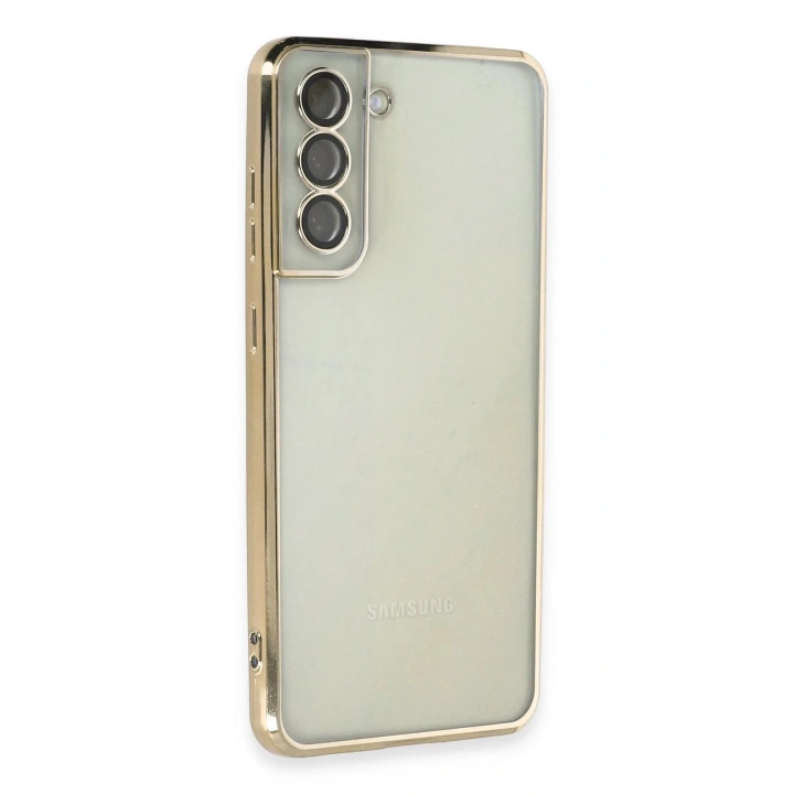 BFS Samsung Galaxy S21 FE Kılıf Lensli Silikon - Gold