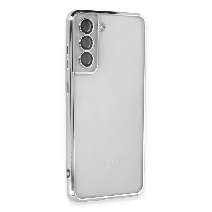 BFS Samsung Galaxy S21 FE Kılıf Lensli Silikon - Gümüş