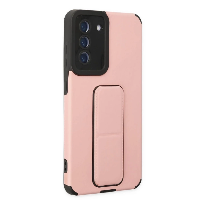 BFS  Samsung Galaxy S21 FE Kılıf Mega Standlı Silikon - Pudra