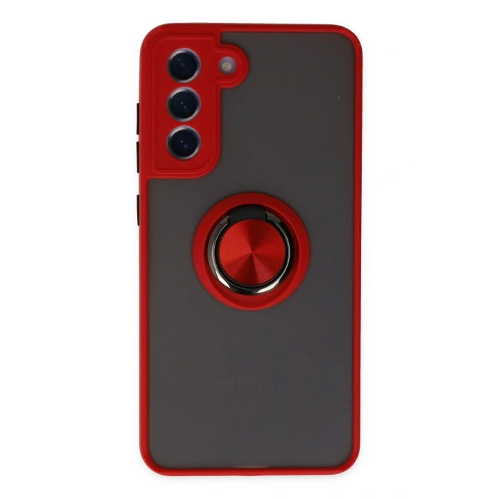 BFS  Samsung Galaxy S21 FE Kılıf Montreal Yüzüklü Silikon Kapak - Kırmızı