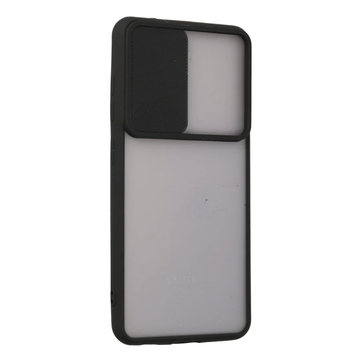 BFS  Samsung Galaxy S21 FE Kılıf Palm Buzlu Kamera Sürgülü Silikon - Siyah