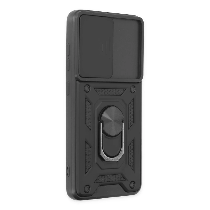 BFS  Samsung Galaxy S21 FE Kılıf Pars Lens Yüzüklü Silikon - Siyah