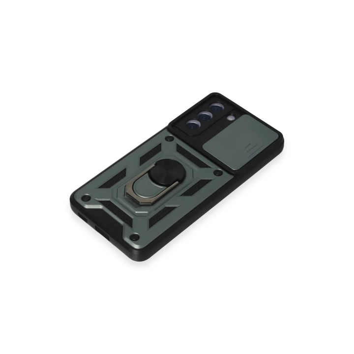 BFS  Samsung Galaxy S21 FE Kılıf Pars Lens Yüzüklü Silikon - Yeşil