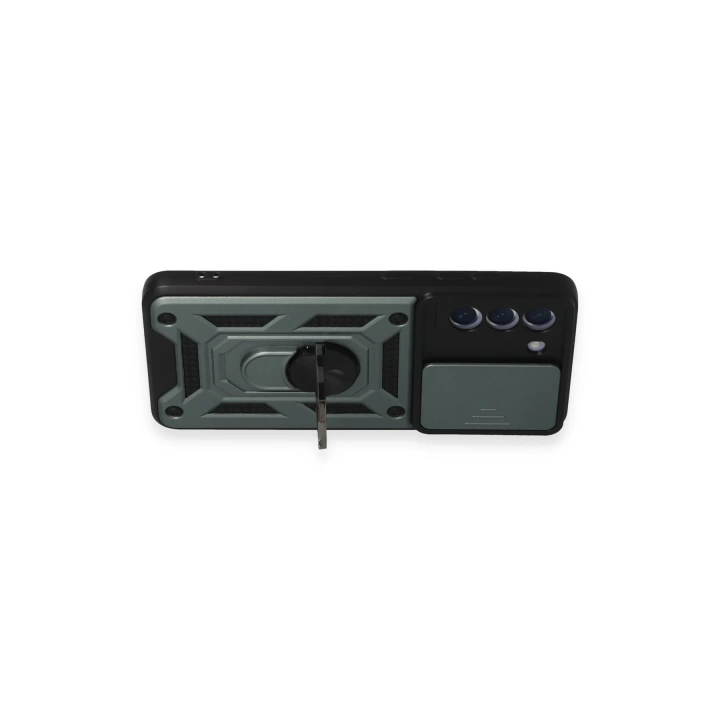 BFS  Samsung Galaxy S21 FE Kılıf Pars Lens Yüzüklü Silikon - Yeşil