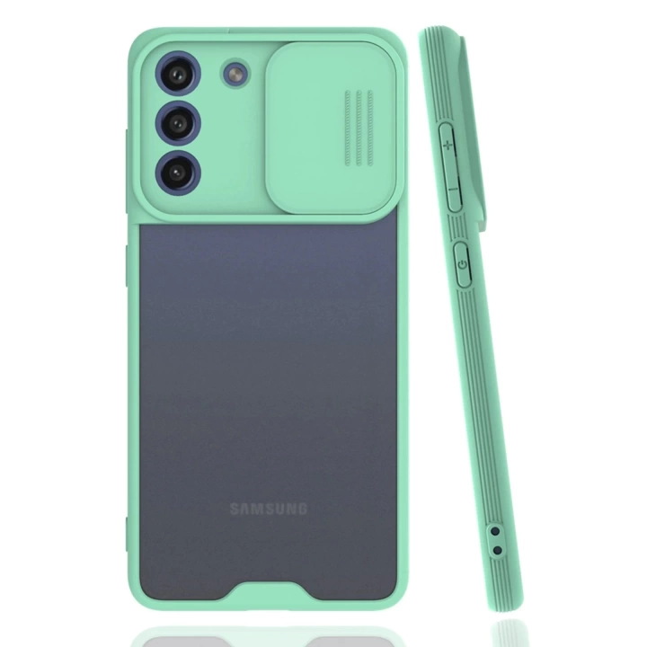 BFS  Samsung Galaxy S21 FE Kılıf Platin Kamera Koruma Silikon - Açık Yeşil