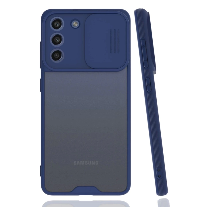 BFS  Samsung Galaxy S21 FE Kılıf Platin Kamera Koruma Silikon - Lacivert