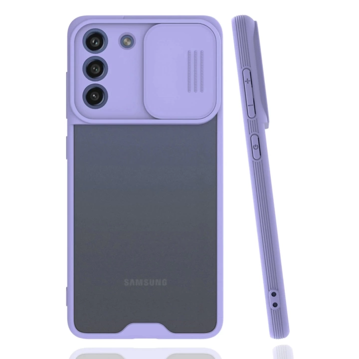 BFS  Samsung Galaxy S21 FE Kılıf Platin Kamera Koruma Silikon - Lila