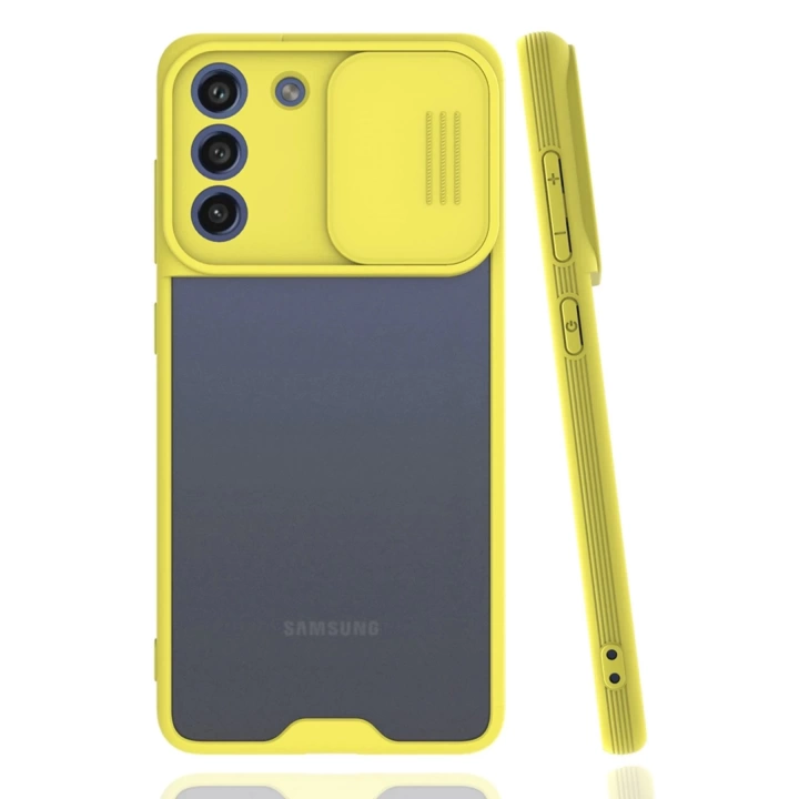 BFS  Samsung Galaxy S21 FE Kılıf Platin Kamera Koruma Silikon - Sarı
