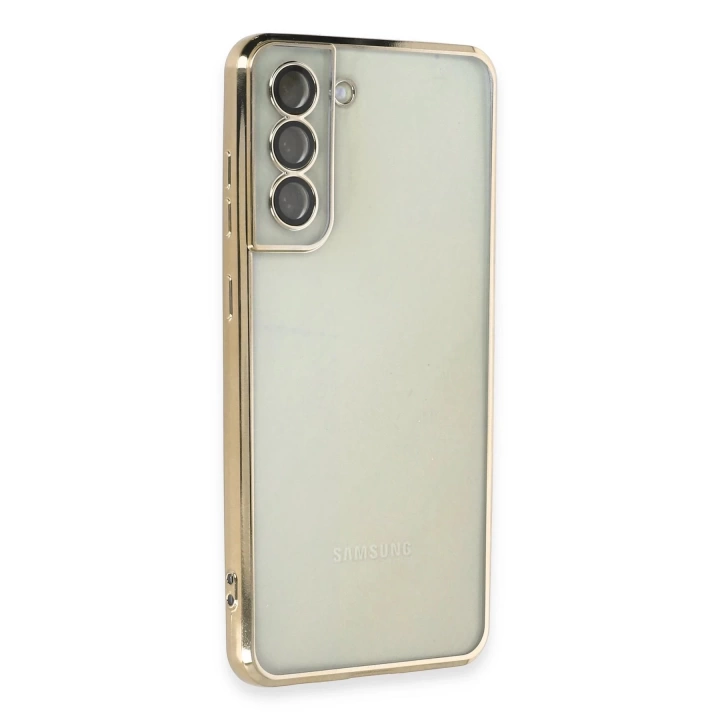 BFS  Samsung Galaxy S21 FE Kılıf Razer Lensli Silikon - Gold