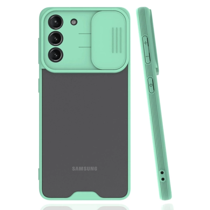 BFS  Samsung Galaxy S21 Kılıf Platin Kamera Koruma Silikon - Açık Yeşil