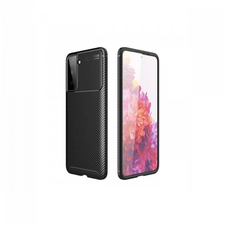 BFS  Samsung Galaxy S21 Plus Kılıf Auto Focus Karbon Kapak - Siyah