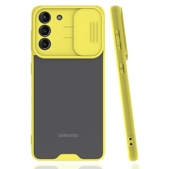 BFS  Samsung Galaxy S21 Plus Kılıf Platin Kamera Koruma Silikon - Sarı