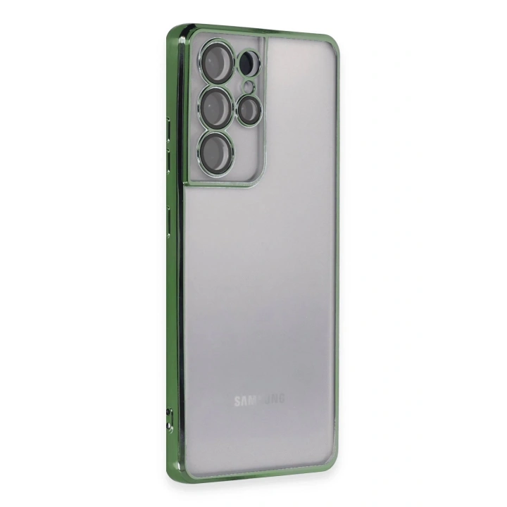 BFS Samsung Galaxy S21 Ultra Kılıf Lensli Silikon - Yeşil