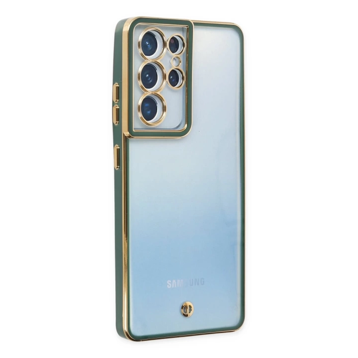 BFS  Samsung Galaxy S21 Ultra Kılıf Liva Lens Silikon - Yeşil