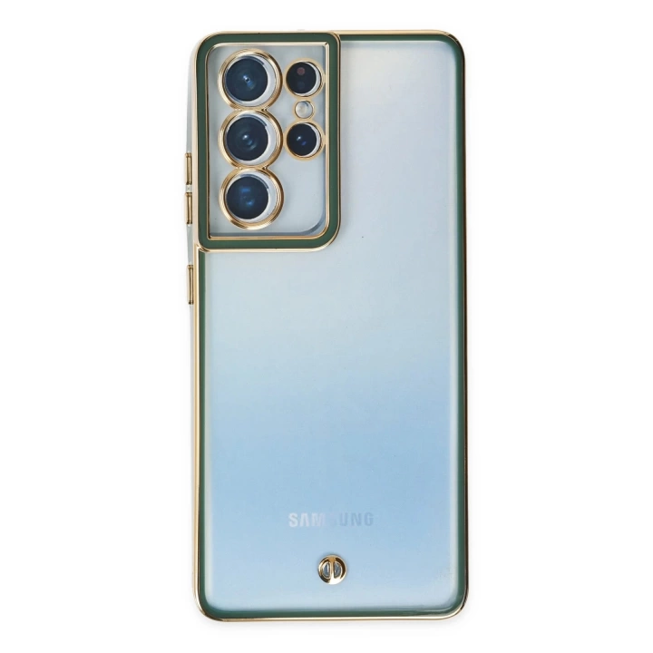 BFS  Samsung Galaxy S21 Ultra Kılıf Liva Lens Silikon - Yeşil