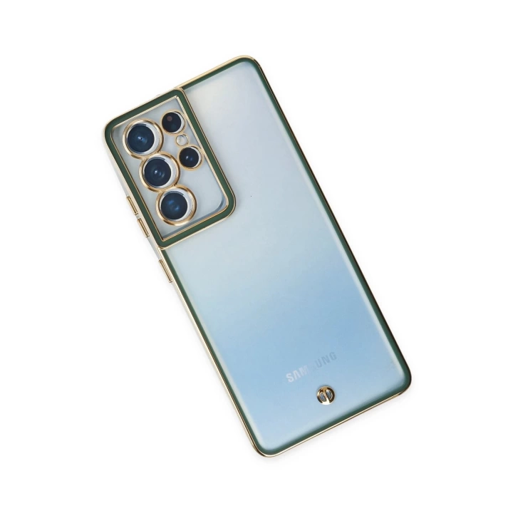 BFS  Samsung Galaxy S21 Ultra Kılıf Liva Lens Silikon - Yeşil