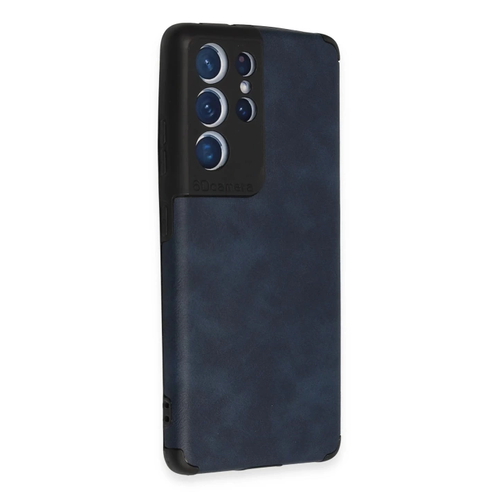BFS  Samsung Galaxy S21 Ultra Kılıf Loop Deri Silikon - Lacivert