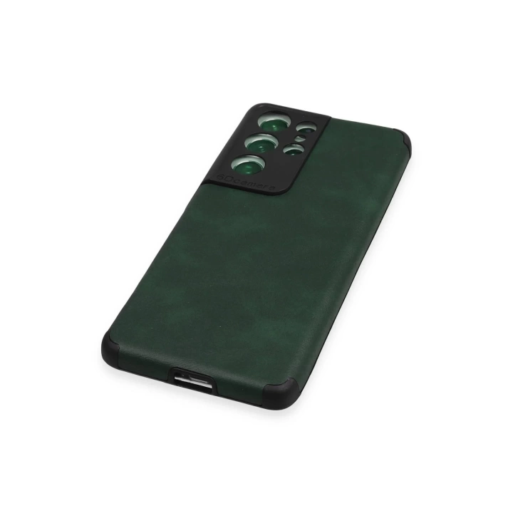 BFS  Samsung Galaxy S21 Ultra Kılıf Loop Deri Silikon - Yeşil