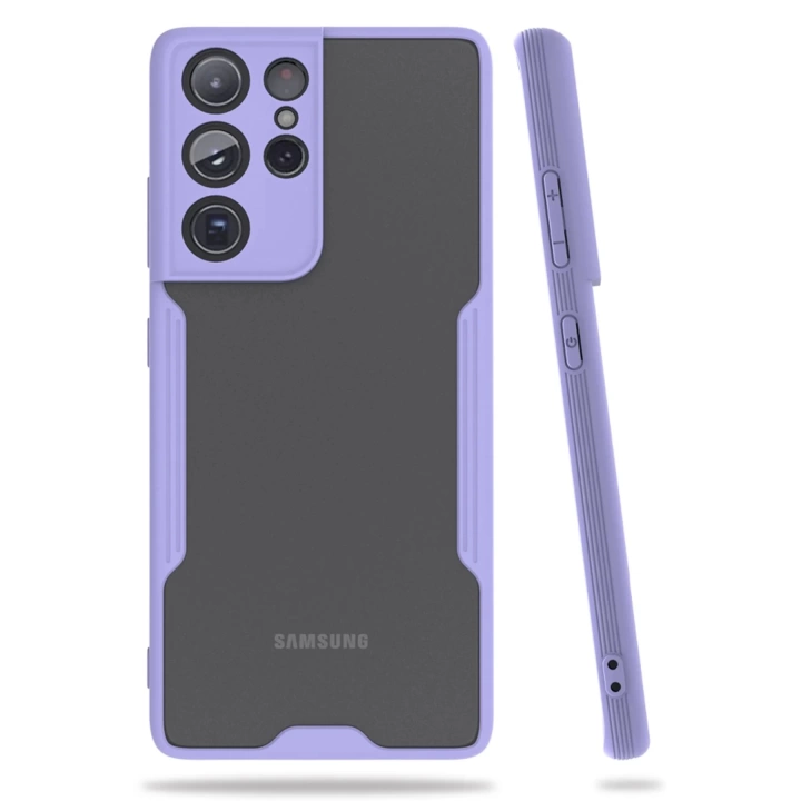 BFS  Samsung Galaxy S21 Ultra Kılıf Platin Silikon - Lila