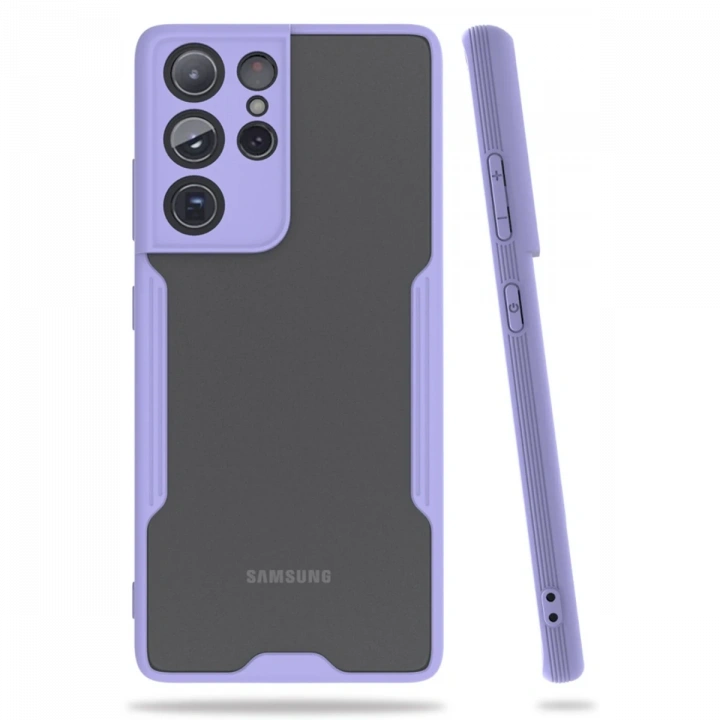 BFS  Samsung Galaxy S21 Ultra Kılıf Platin Silikon - Lila