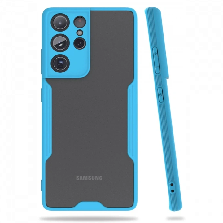 BFS  Samsung Galaxy S21 Ultra Kılıf Platin Silikon - Mavi