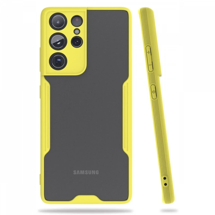 BFS  Samsung Galaxy S21 Ultra Kılıf Platin Silikon - Sarı