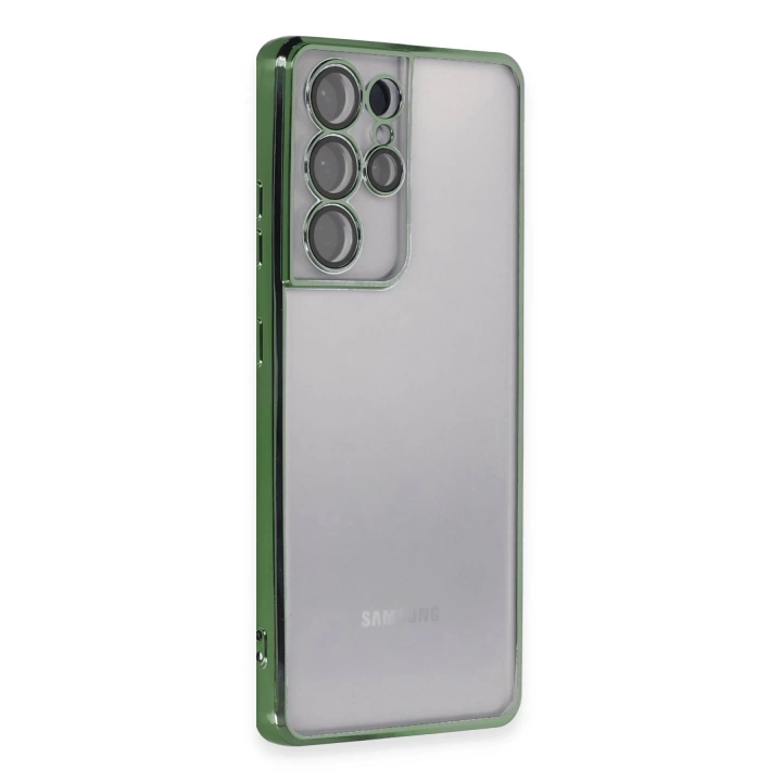 BFS  Samsung Galaxy S21 Ultra Kılıf Razer Lensli Silikon - Yeşil