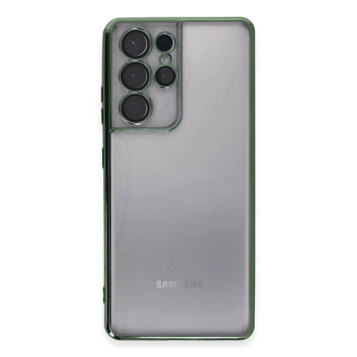 BFS  Samsung Galaxy S21 Ultra Kılıf Razer Lensli Silikon - Yeşil