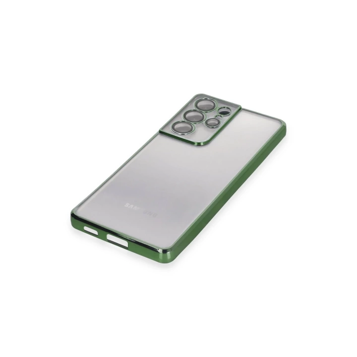 BFS  Samsung Galaxy S21 Ultra Kılıf Razer Lensli Silikon - Yeşil